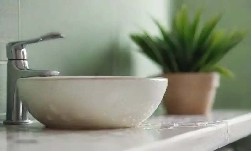 Un baño iluminado con luz natural presenta un ambiente elegante y relajante, con detalles cuidadosamente organizados