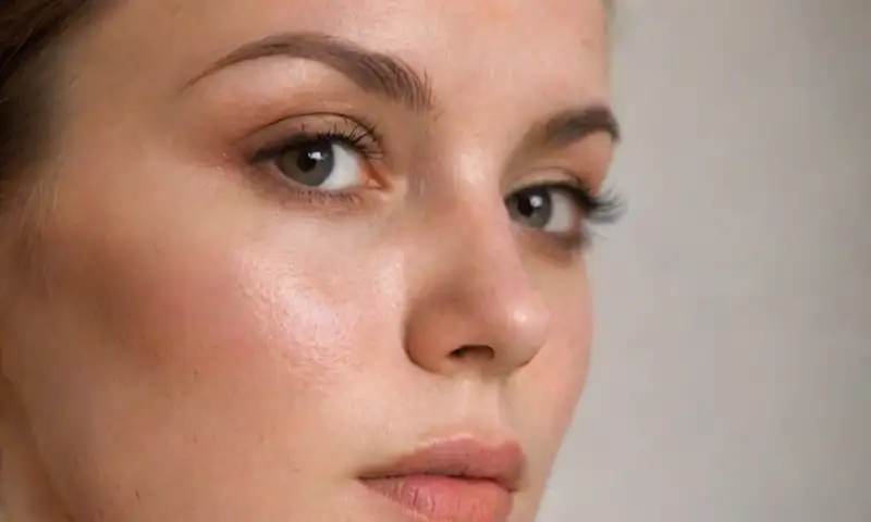 Un primer plano de un rostro iluminado suavemente