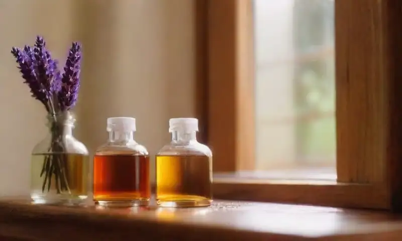 Una habitación luminosa y acogedora con un tocador moderno, muestras de tinte para el cabello y detalles decorativos que crean un ambiente cálido y atractivo