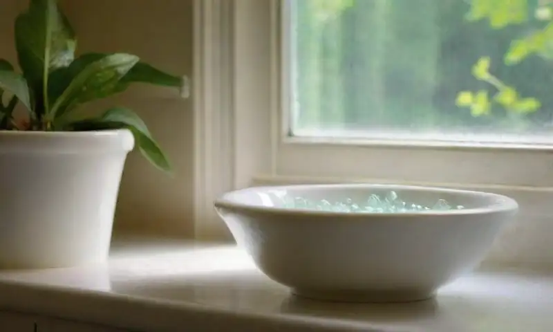 Un baño luminoso y acogedor, con azulejos blancos, un grifo pulido, decoración elegante y una planta verde que añade color