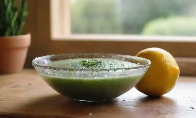Un tazón de vidrio con agua salada refleja luz