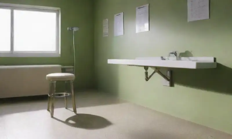 Una sala de consulta médica luminosa y profesional con equipos y decoración que reflejan seriedad