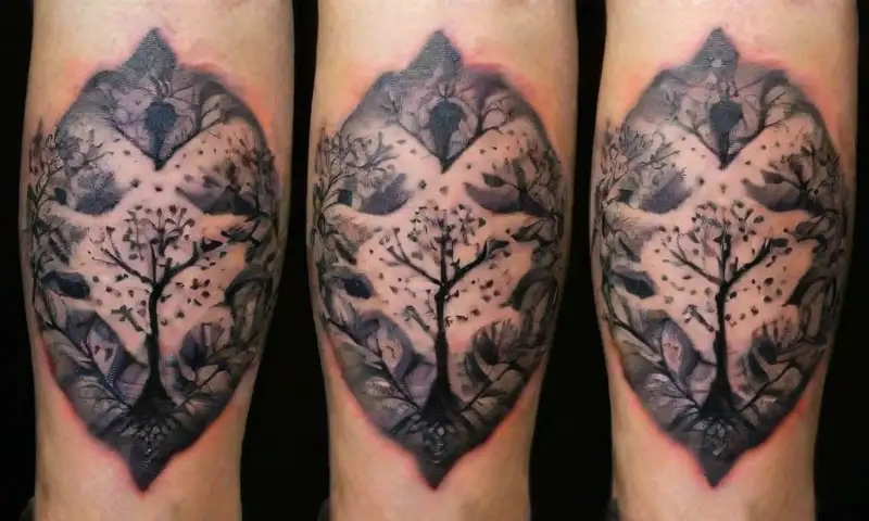 Una cuadrícula equilibrada presenta quince diseños de tatuajes realistas y variados sobre un fondo blanco limpio y bien iluminado